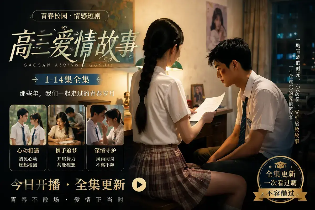 《AI 短剧高三爱情故事》高清完整版在线观看 - 林澈苏晚晴校园恋曲初见心动 - 误会虐心毕业告白 - 高三爱情故事中字无删减版免费看
